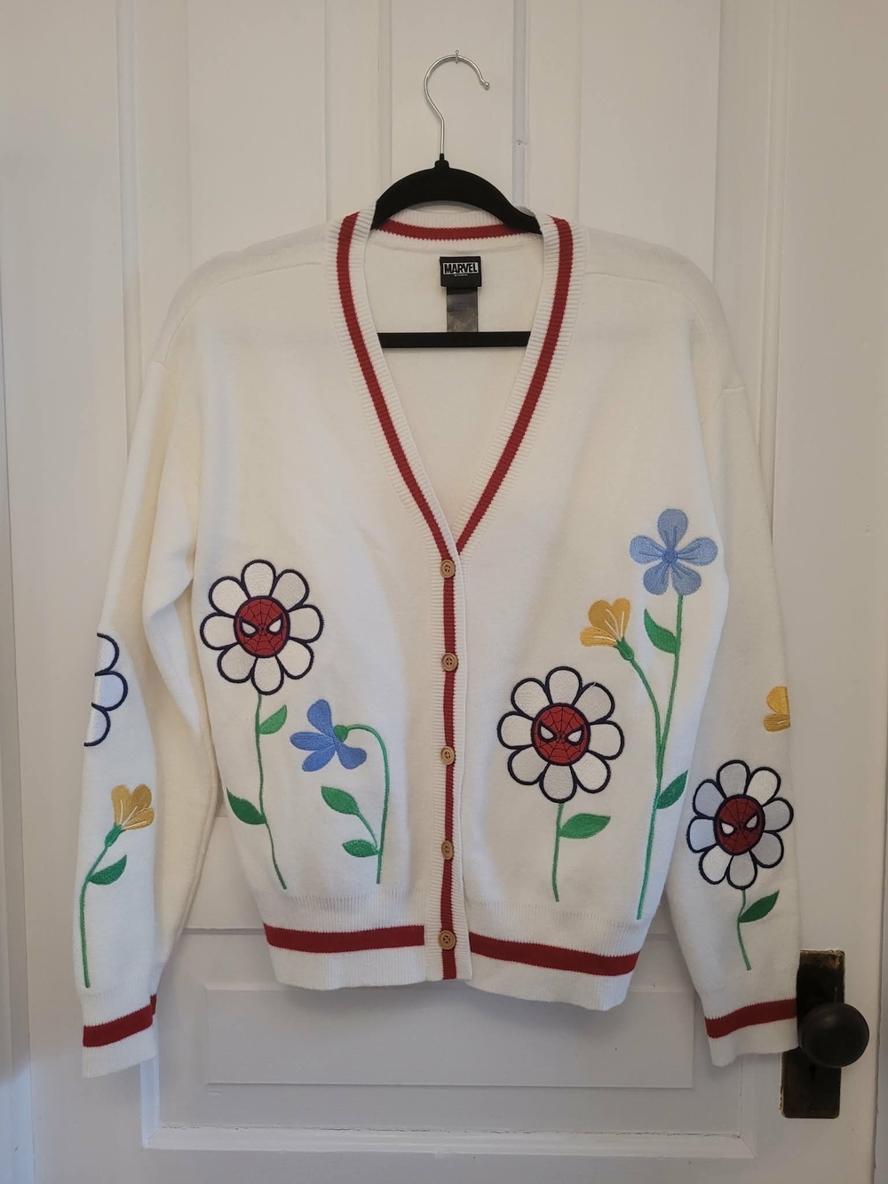 Marvel Spider-Man White Cardigan Colorful  Embroidery